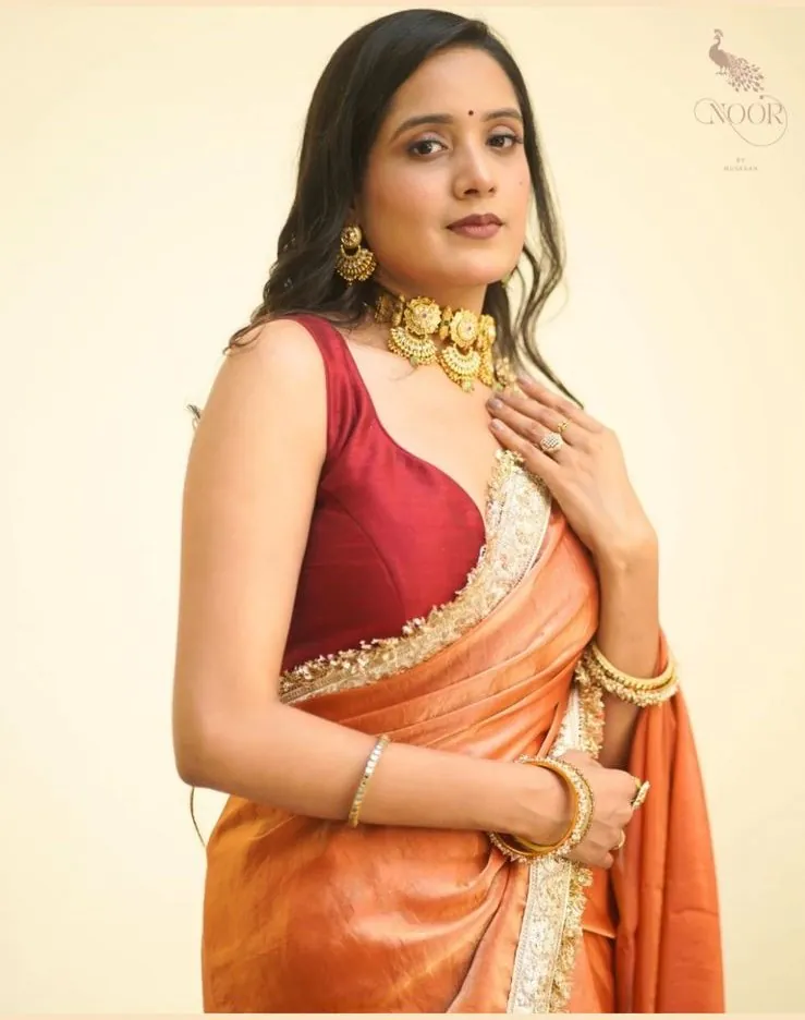 Orange Shimmer Saree hover
