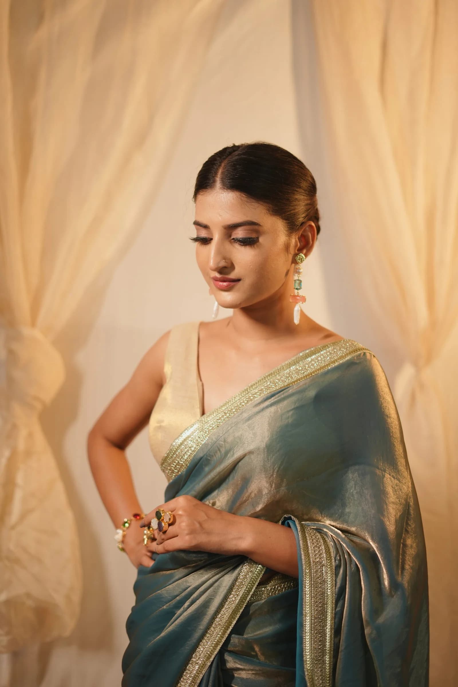 Ash Blue Saree hover