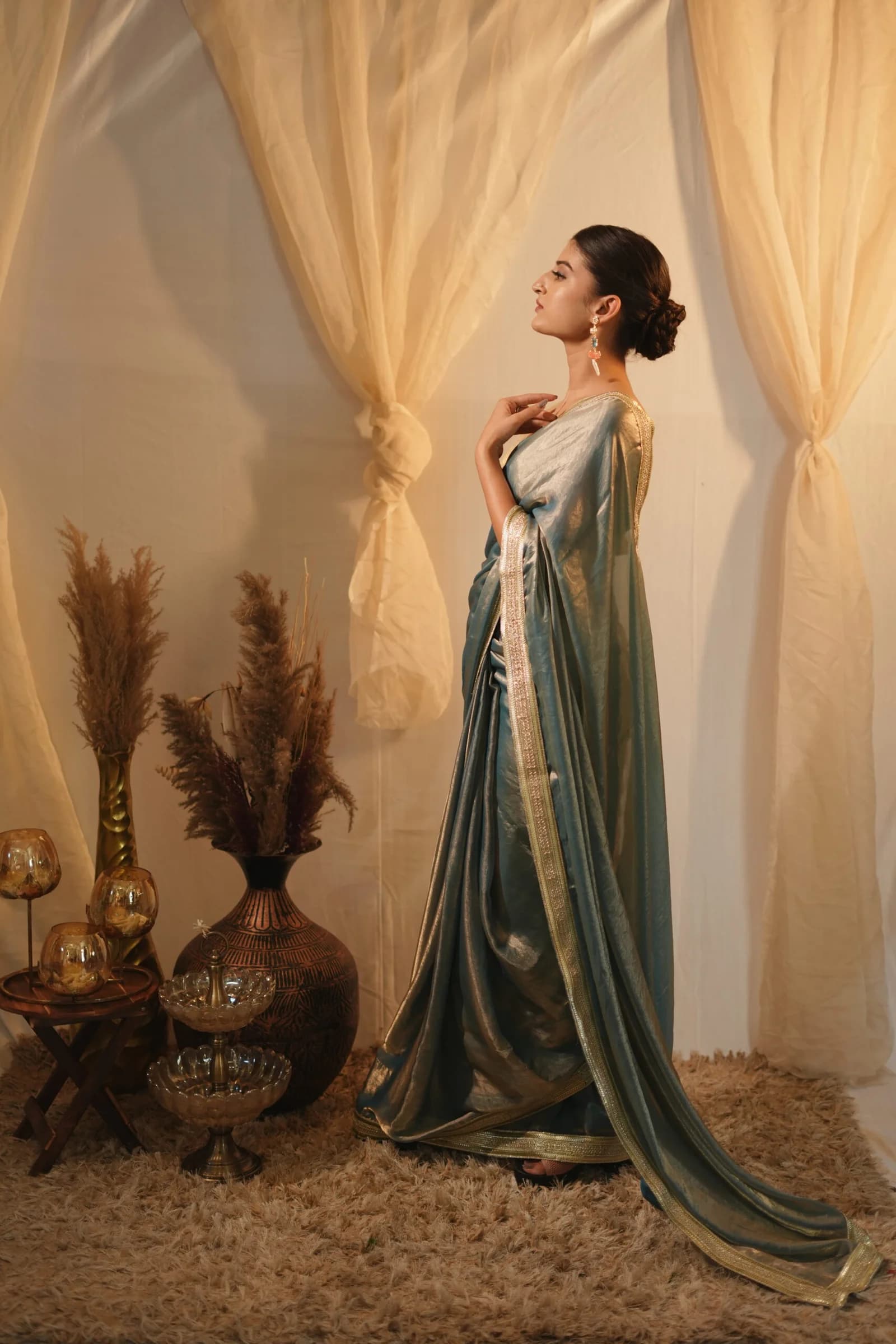Ash Blue Saree