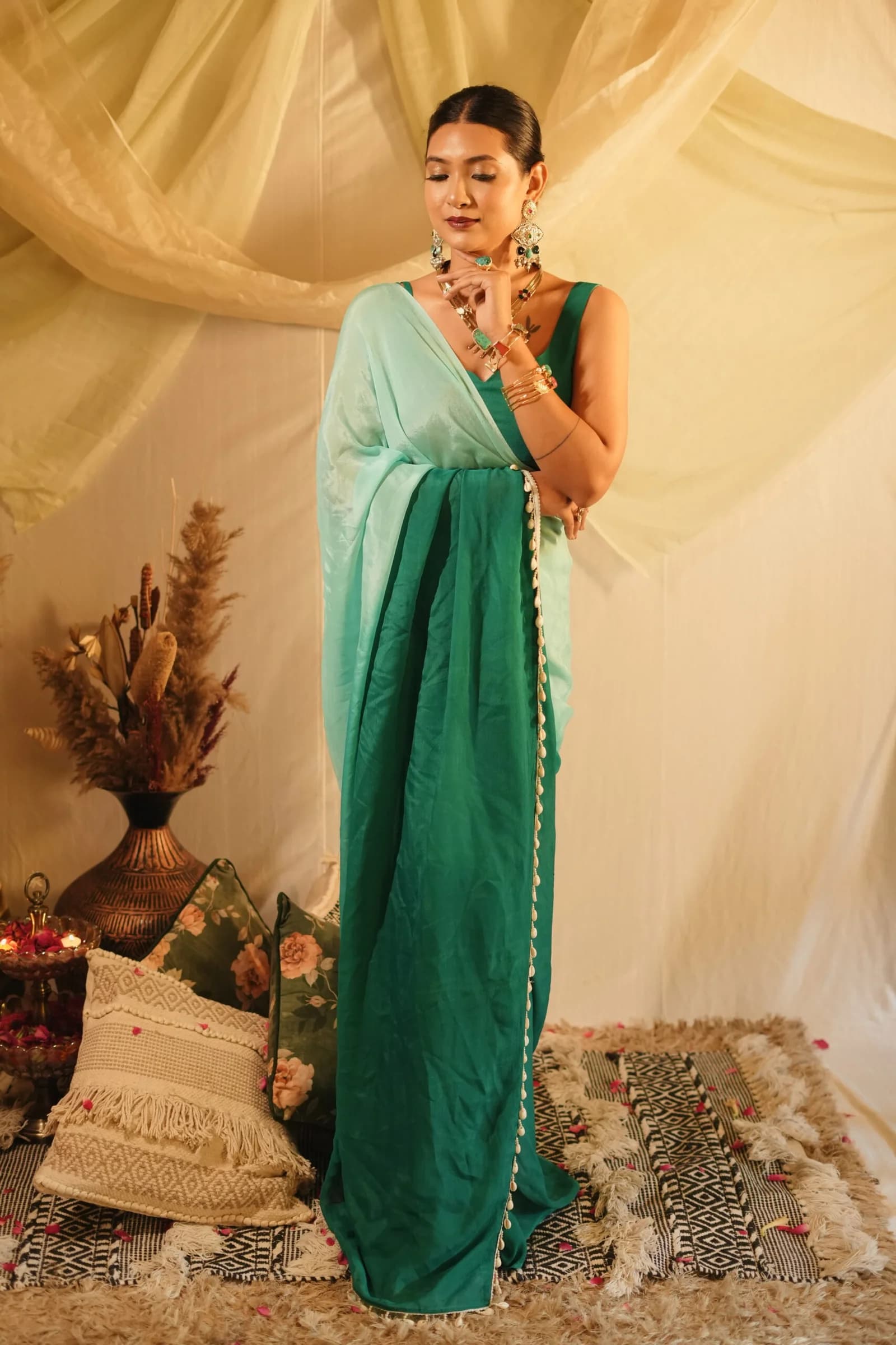 Teal Ocean Saree image 2