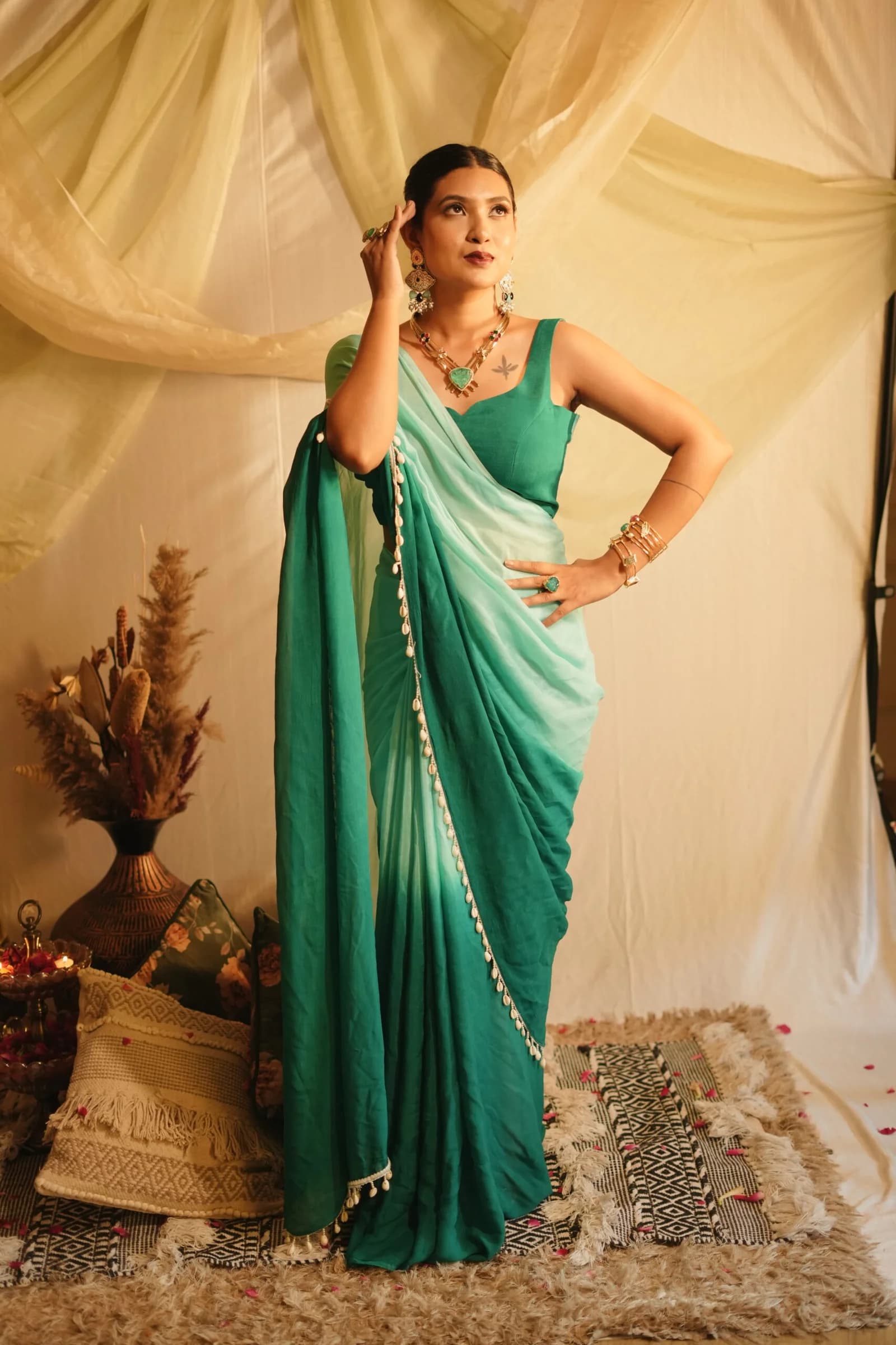 Teal Ocean Saree image 3
