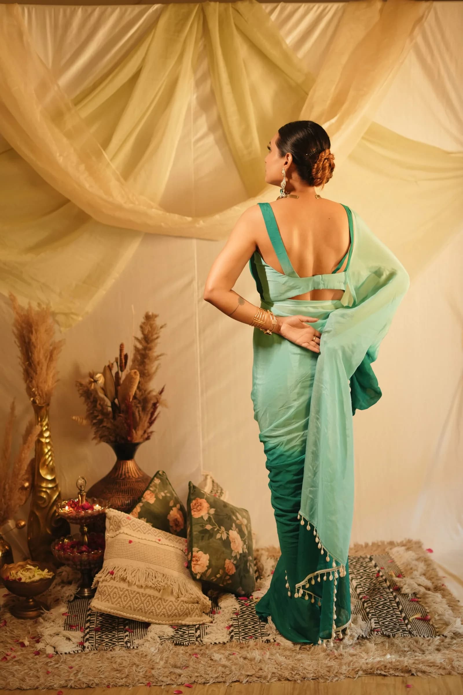 Teal Ocean Saree image 5
