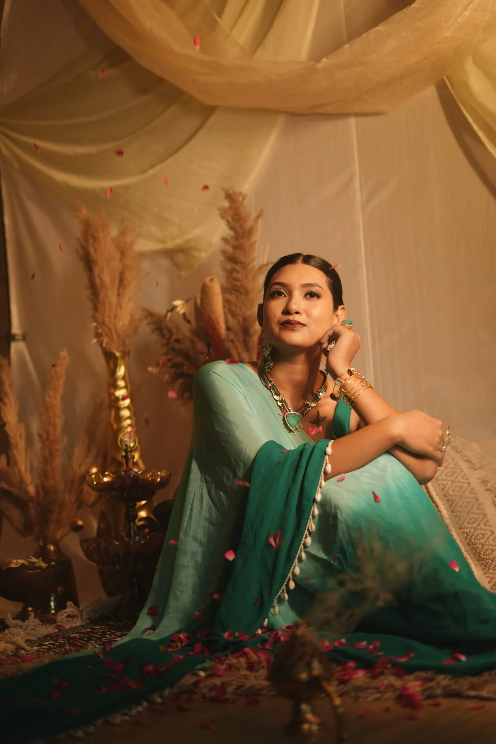 Teal Ocean Saree image 4