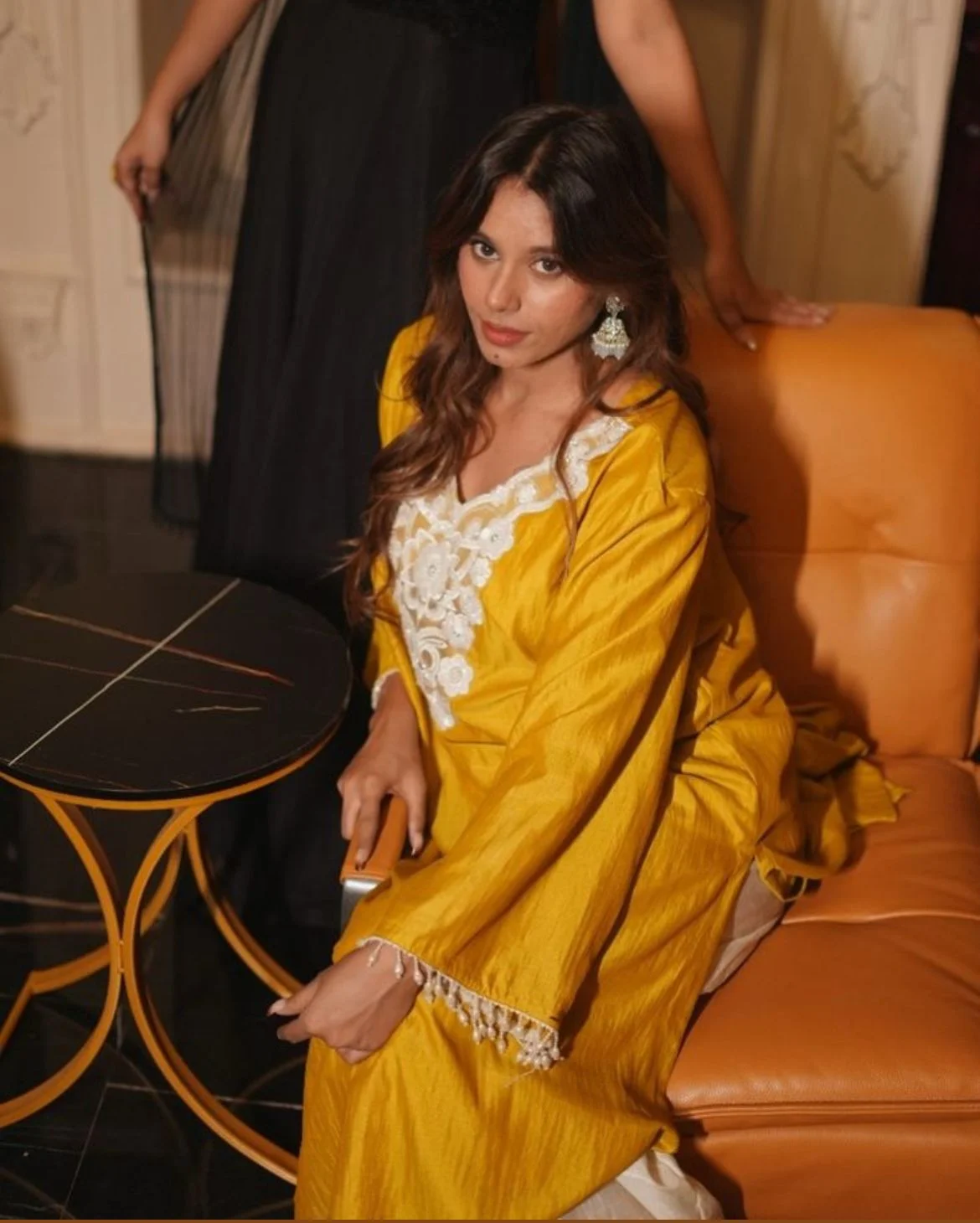 Embroidered Silk Yellow Kurti image 3