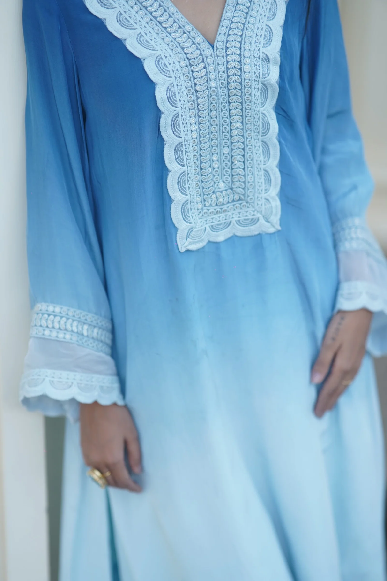 Embroidered Chiffon Blue Kurti image 3