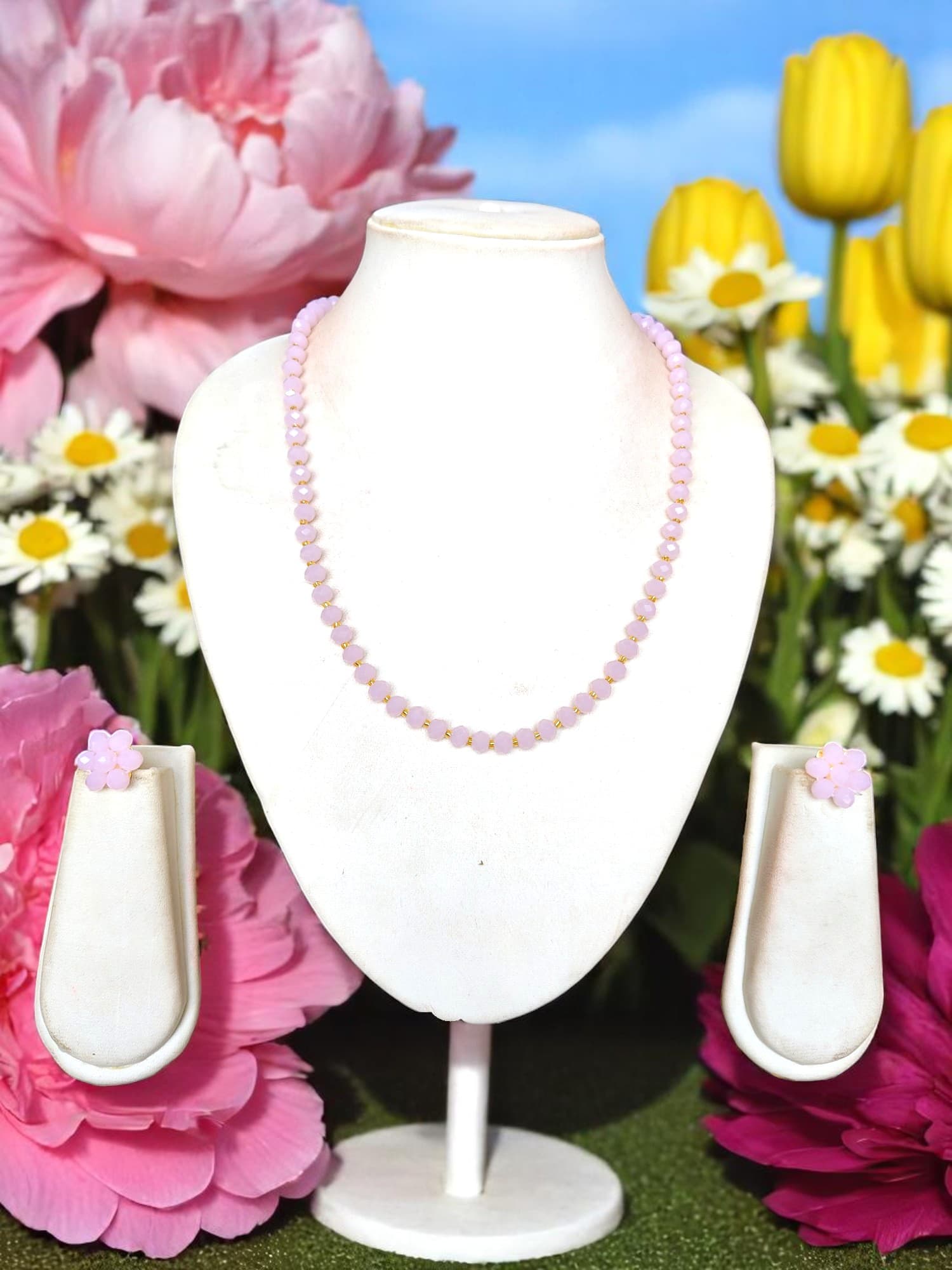 INHANSS-Crystal Bloom – Single Line Necklace + Studs - Available