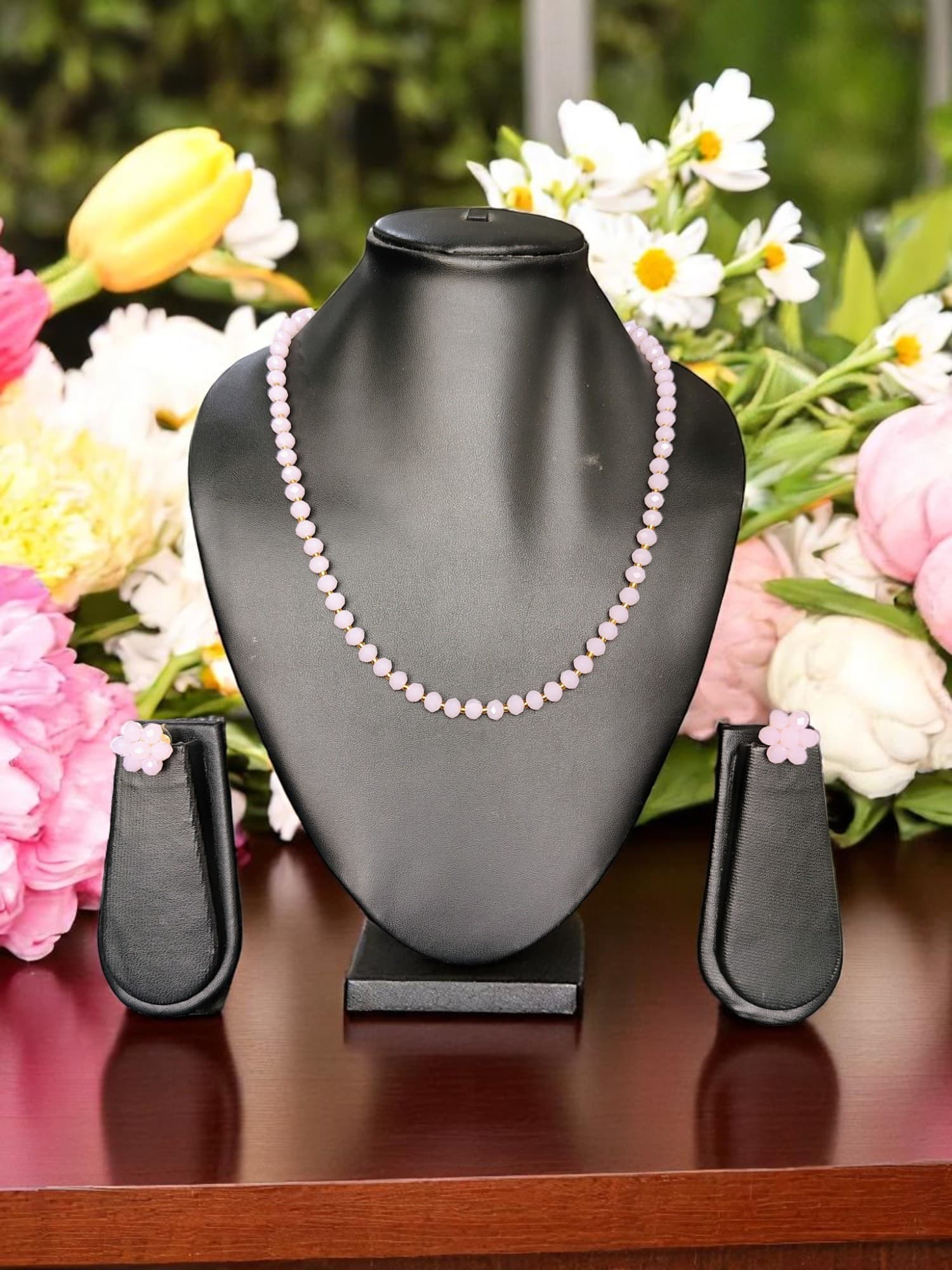 INHANSS-Crystal Bloom – Single Line Necklace + Studs - Available hover