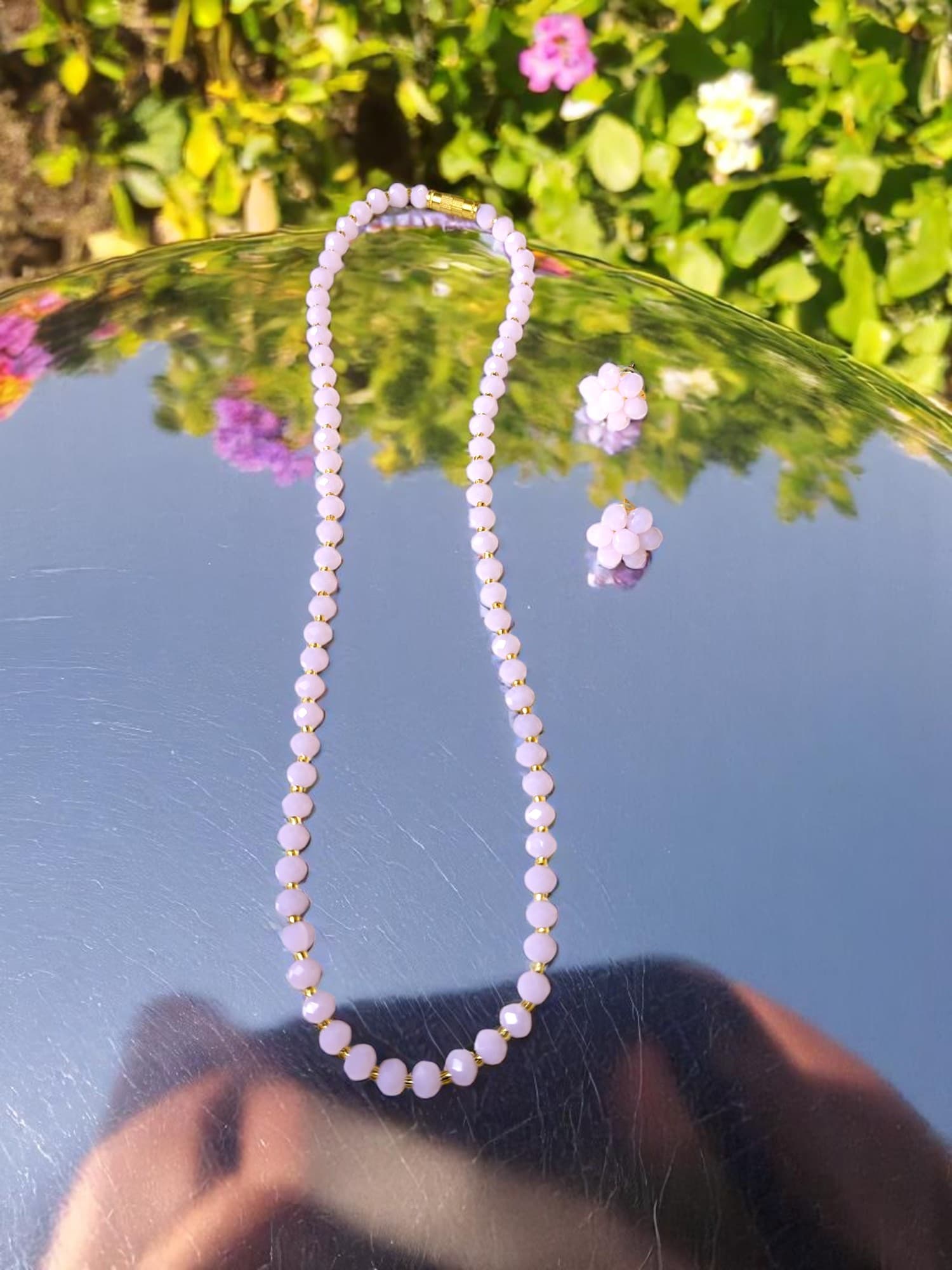 INHANSS-Crystal Bloom – Single Line Necklace + Studs - Available image 3