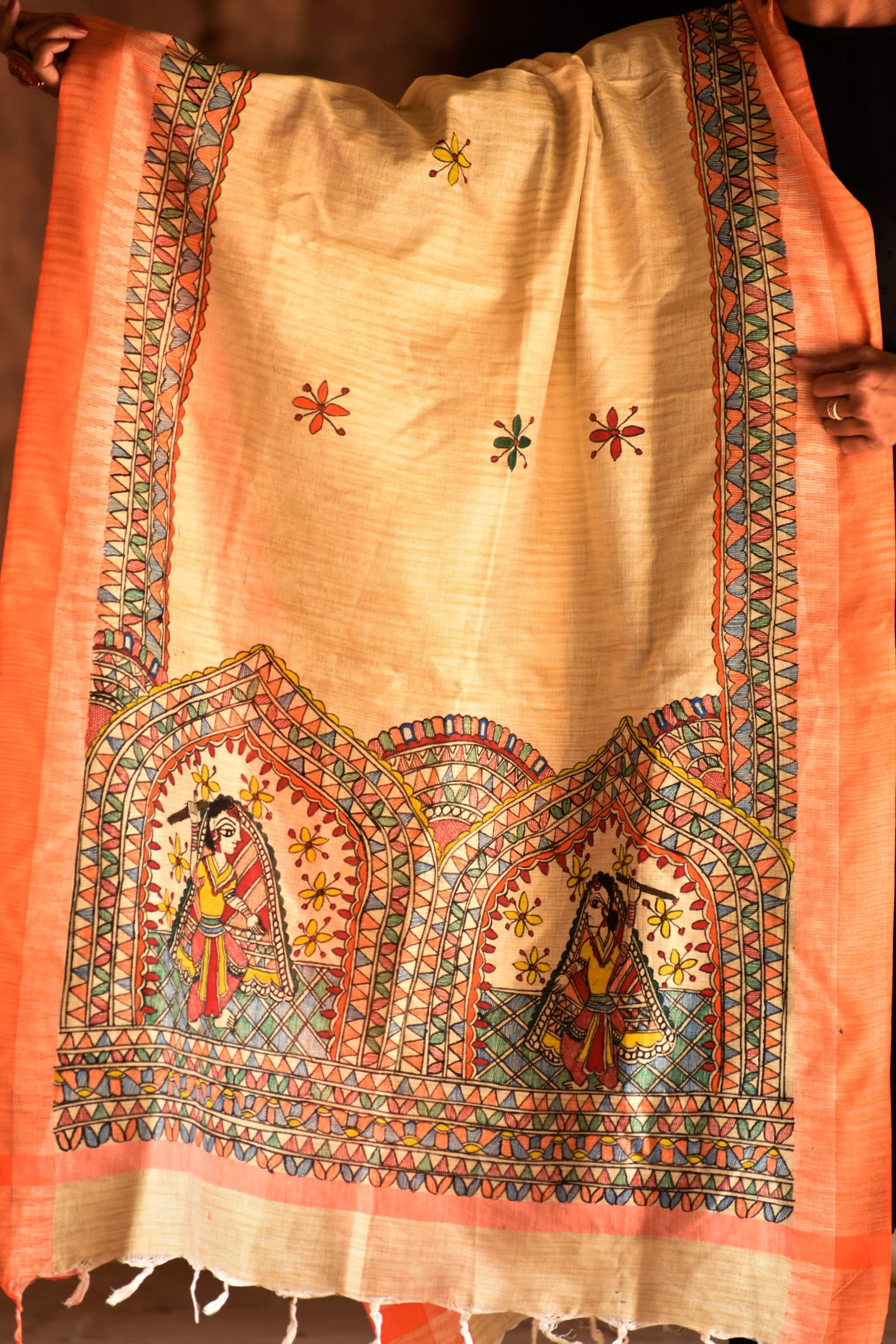 Madhubani Handpainted Cotton Garba Raas Dupatta image 2