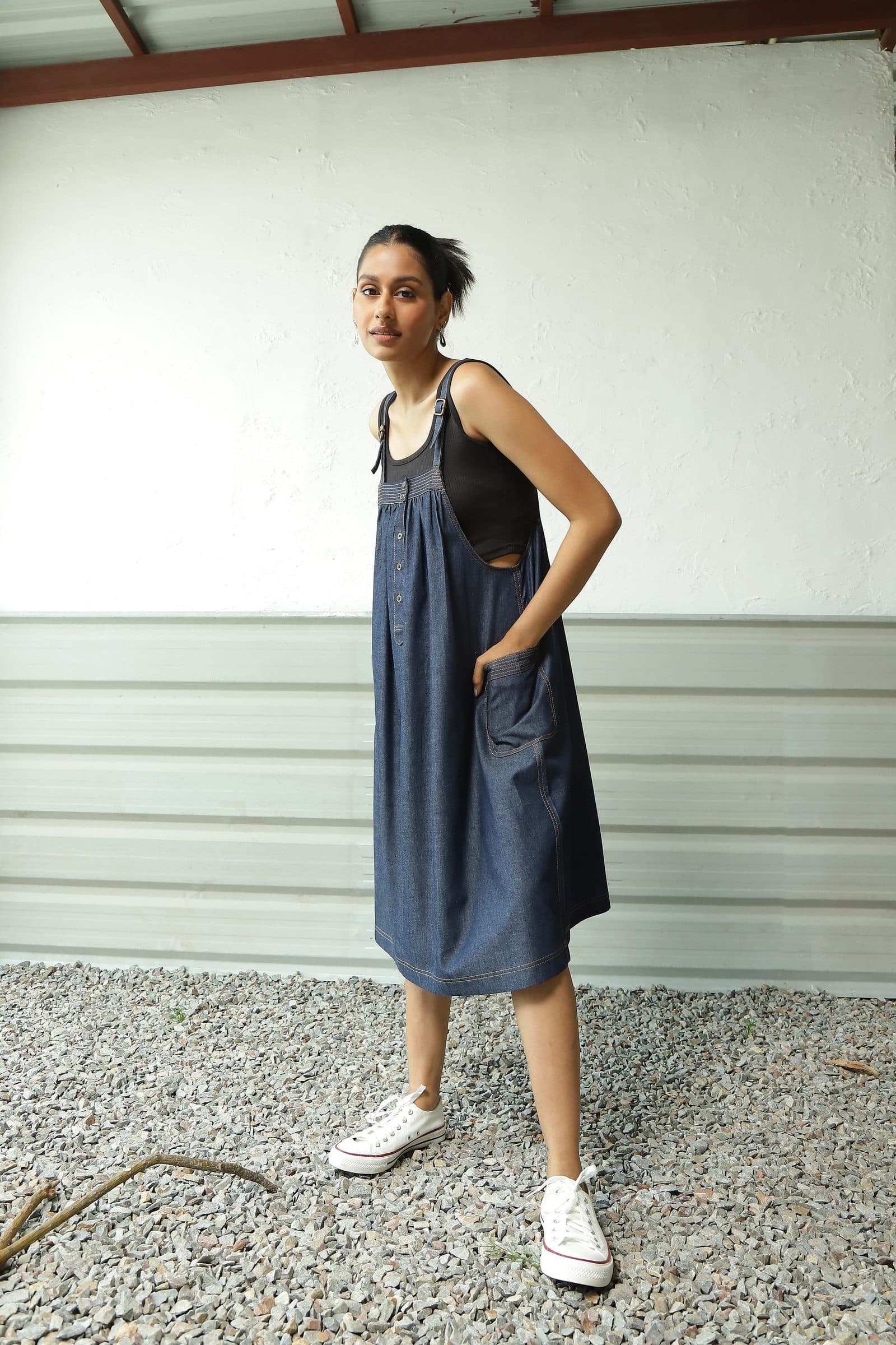 Denim Suspender Dress