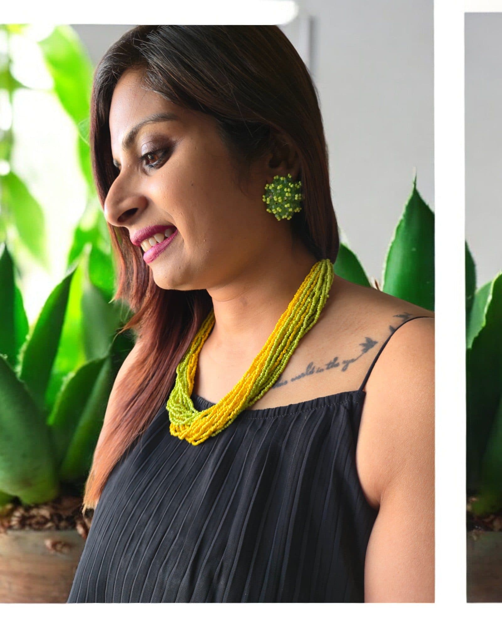 Everyday-to-Occasion Multilayer Beaded NecKlace With Matching Earrings