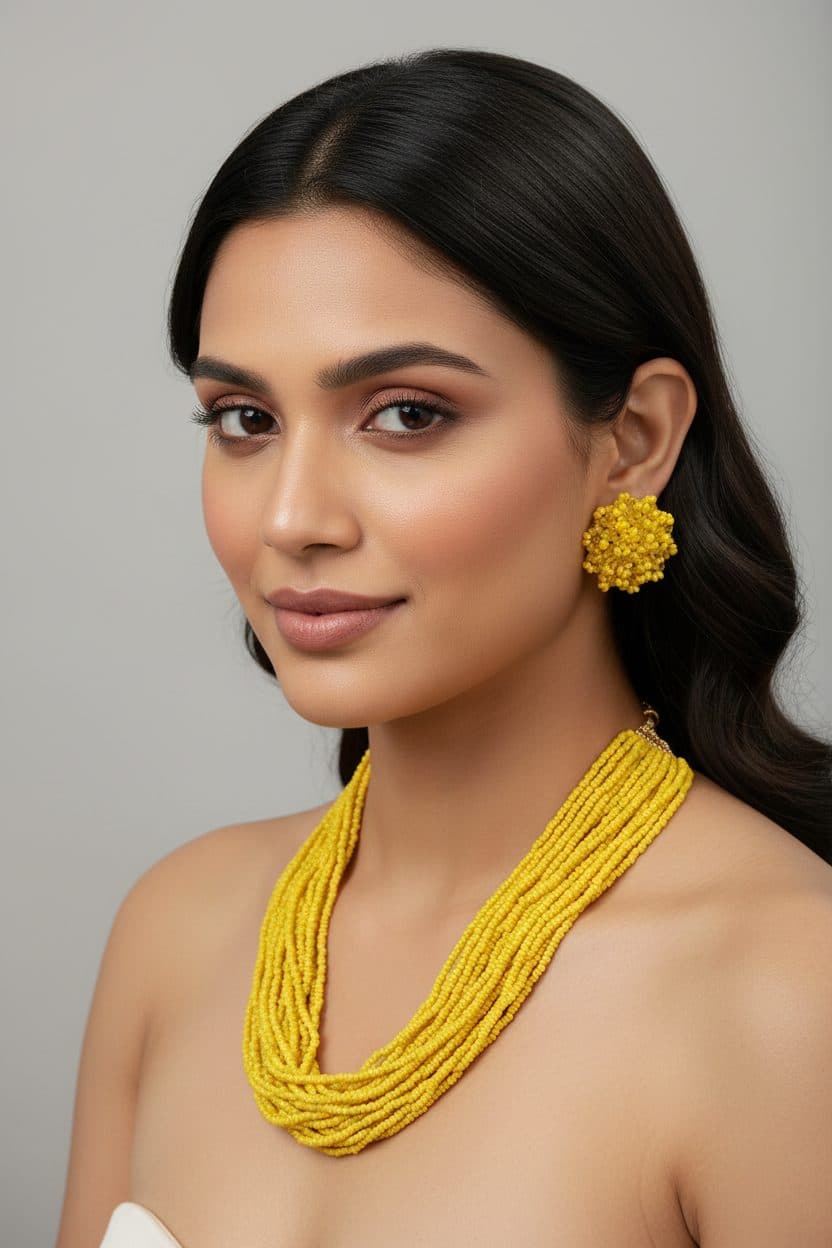 Everyday-to-Occasion Multilayer Beaded NecKlace With Matching Earrings image 15