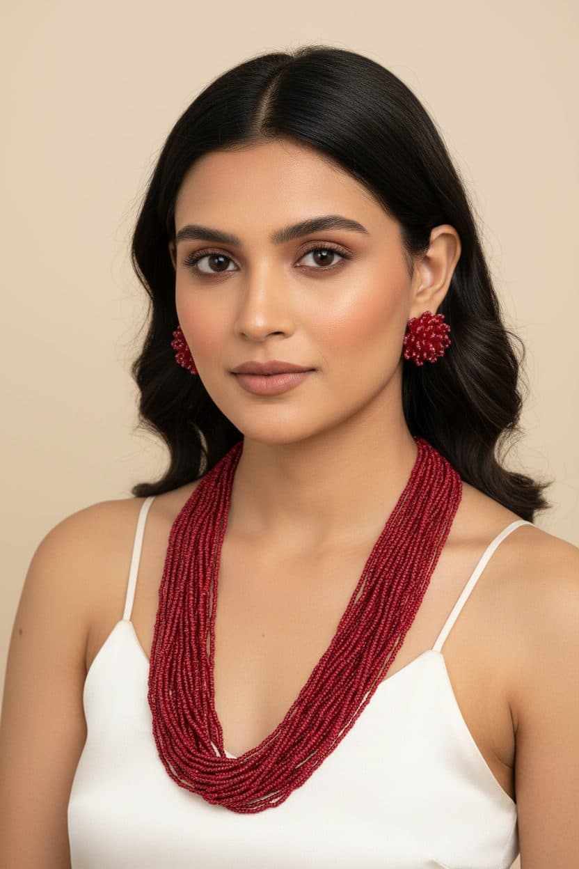 RangSaaz 20-Layer Luxe Long Beaded Necklace (With Optional Statement Earrings) image 21