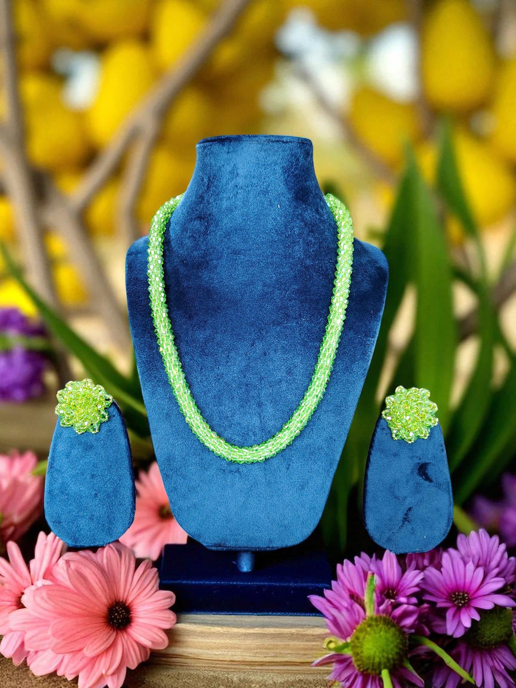 Easy Glam Crystal Bead Necklace / Necklace with Earrings -Adjustable image 7