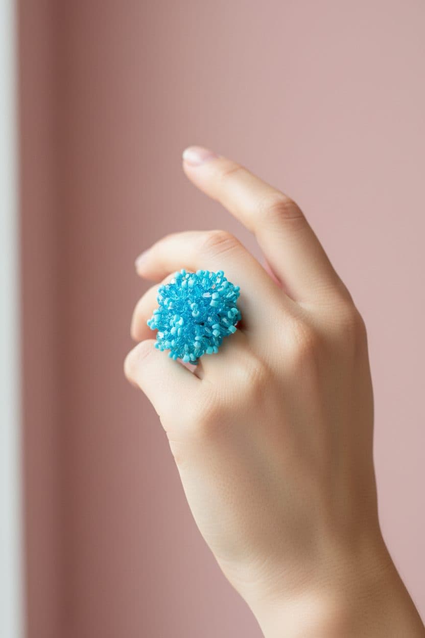 Rang-E-Roshan Adjustable Ring – Handmade Crystal Statement Ring image 3