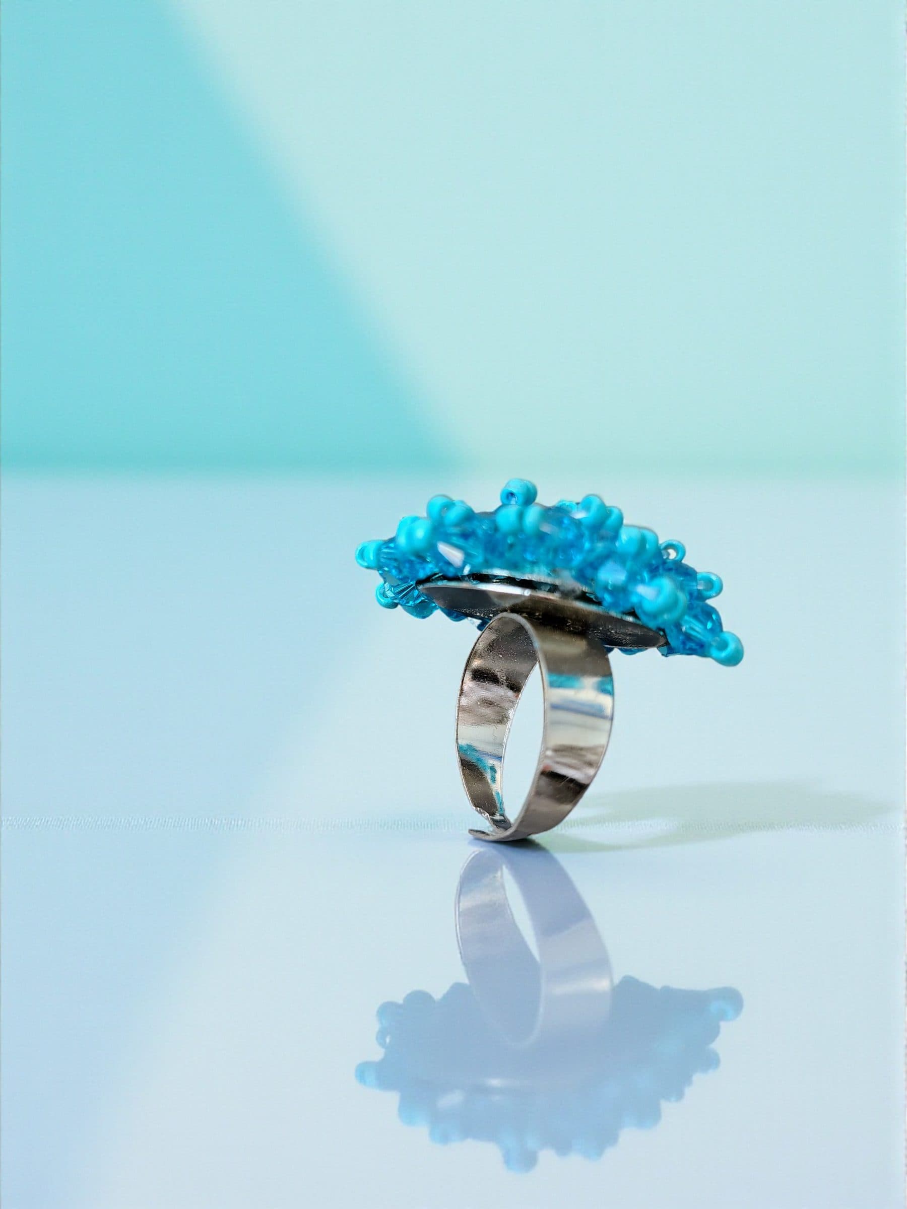 Rang-E-Roshan Adjustable Ring – Handmade Crystal Statement Ring image 5