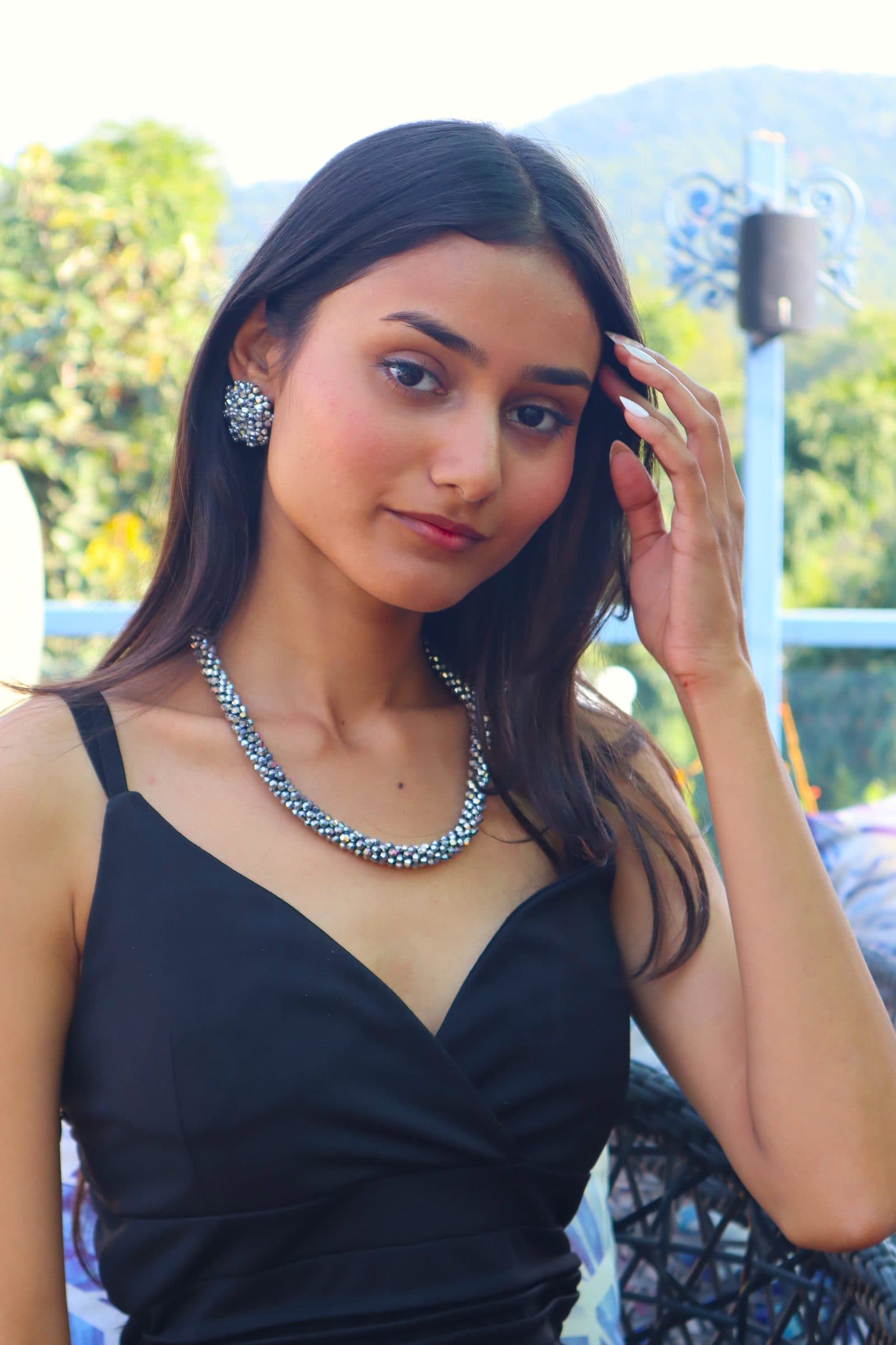Easy Glam Crystal Bead Necklace / Necklace with Earrings -Adjustable image 3