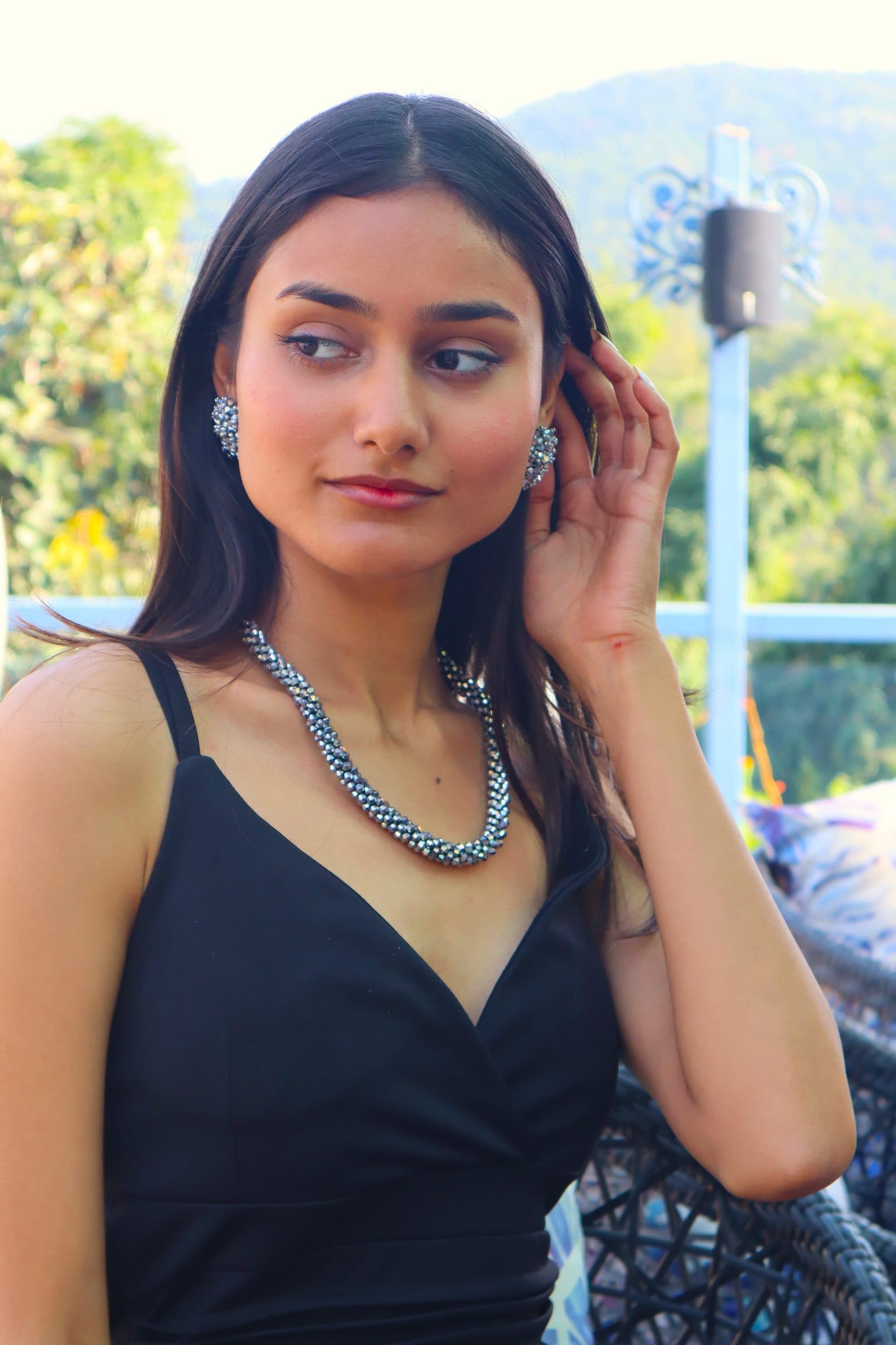 Easy Glam Crystal Bead Necklace / Necklace with Earrings -Adjustable image 9