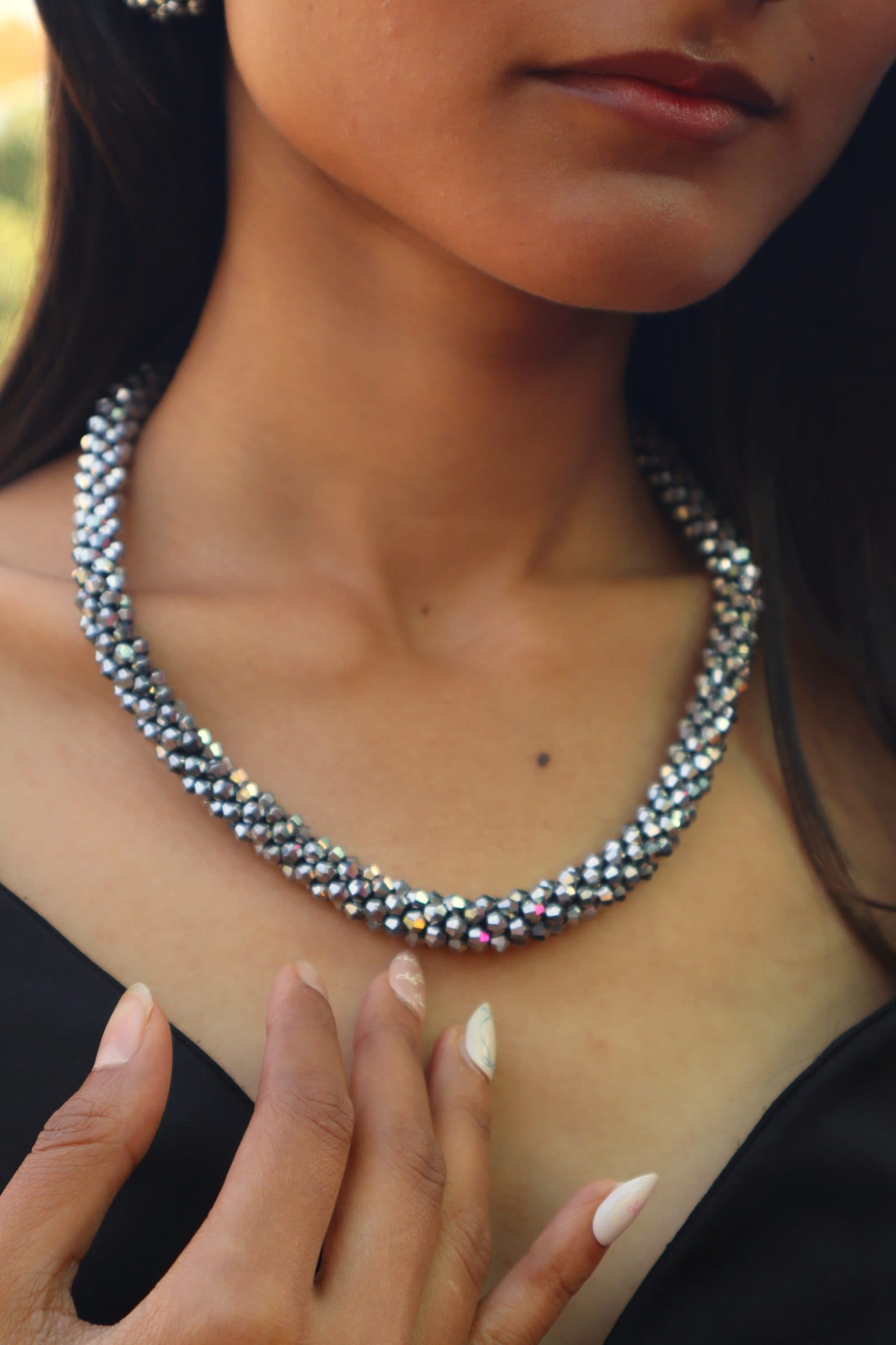 Easy Glam Crystal Bead Necklace / Necklace with Earrings -Adjustable image 15