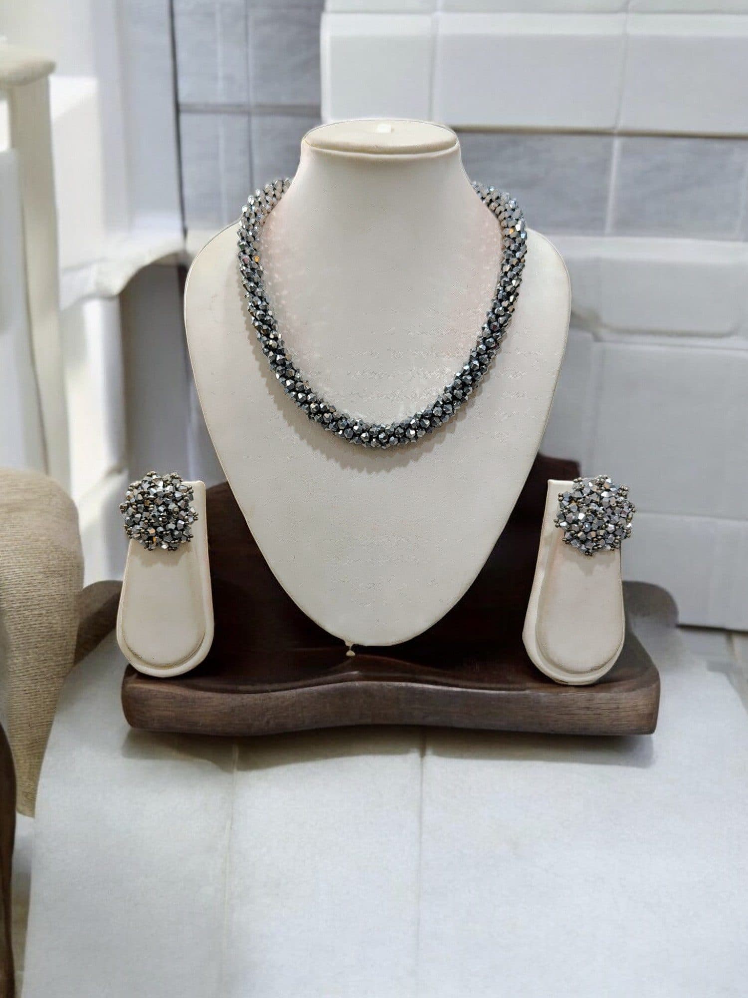 Easy Glam Crystal Bead Necklace / Necklace with Earrings -Adjustable image 26
