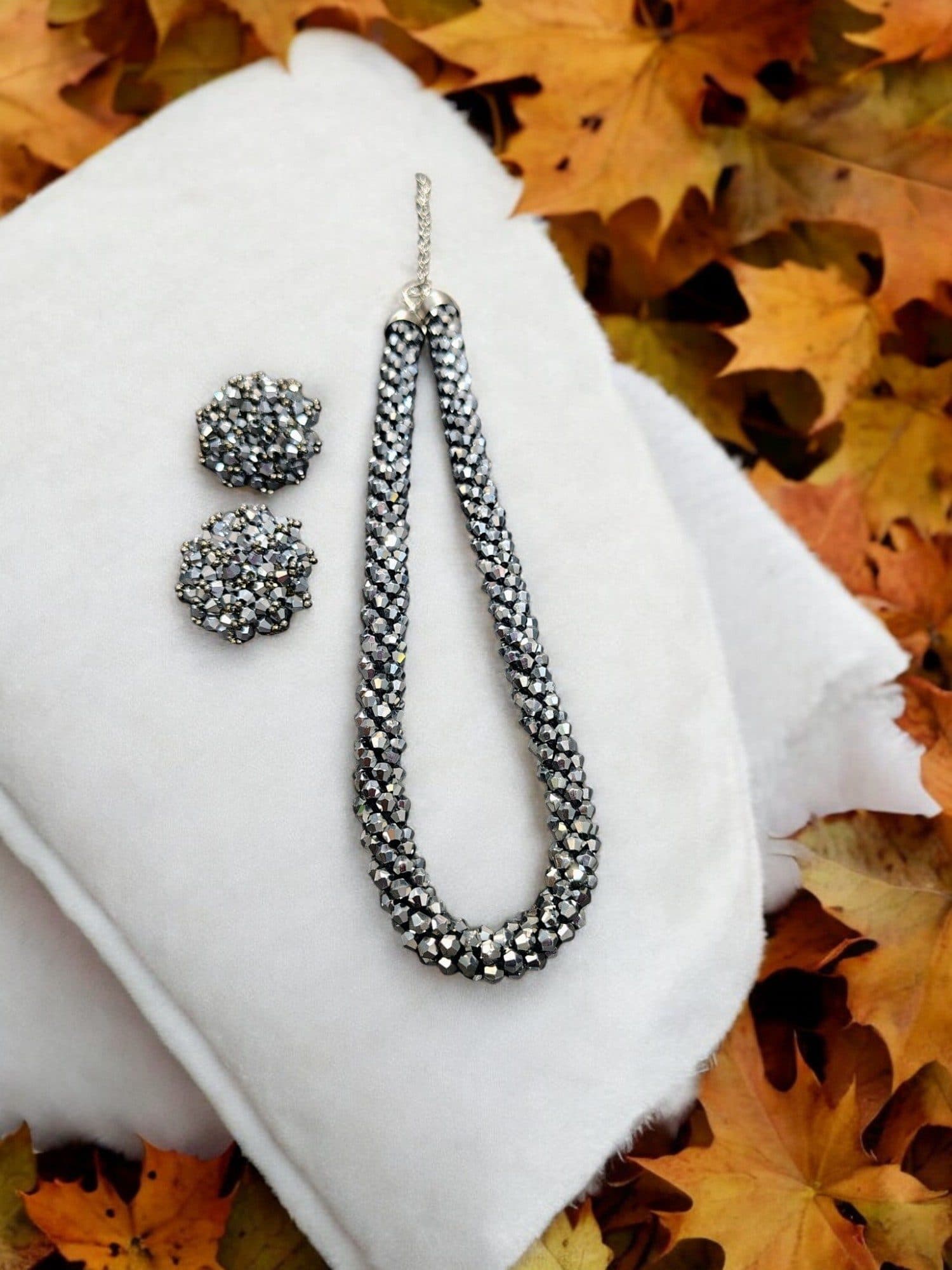 Easy Glam Crystal Bead Necklace / Necklace with Earrings -Adjustable image 28