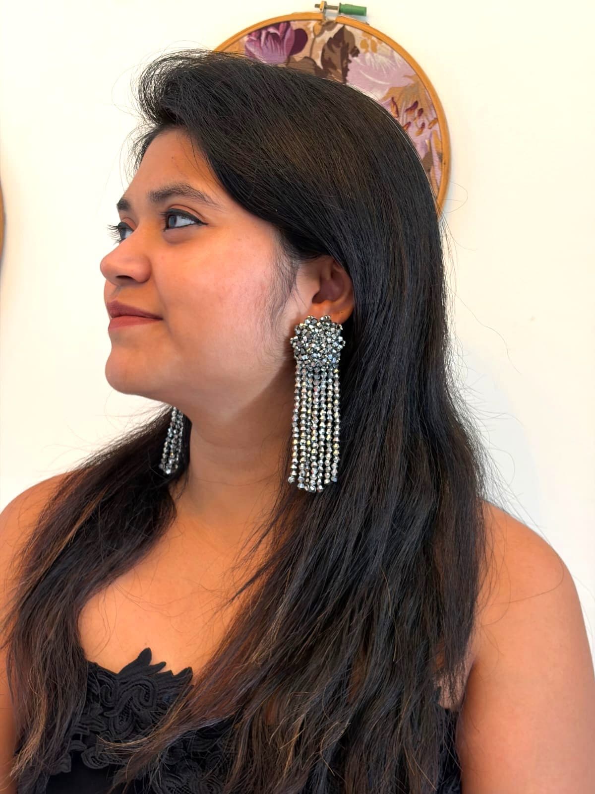 Handmade Crystal Waterfall Earrings - Long - Made in 180 Hours image 10