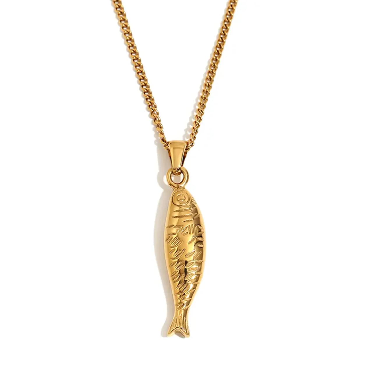 Fish Pendant Necklace -18K PVD Gold Plating | Statement Charm Chain for Women image 4