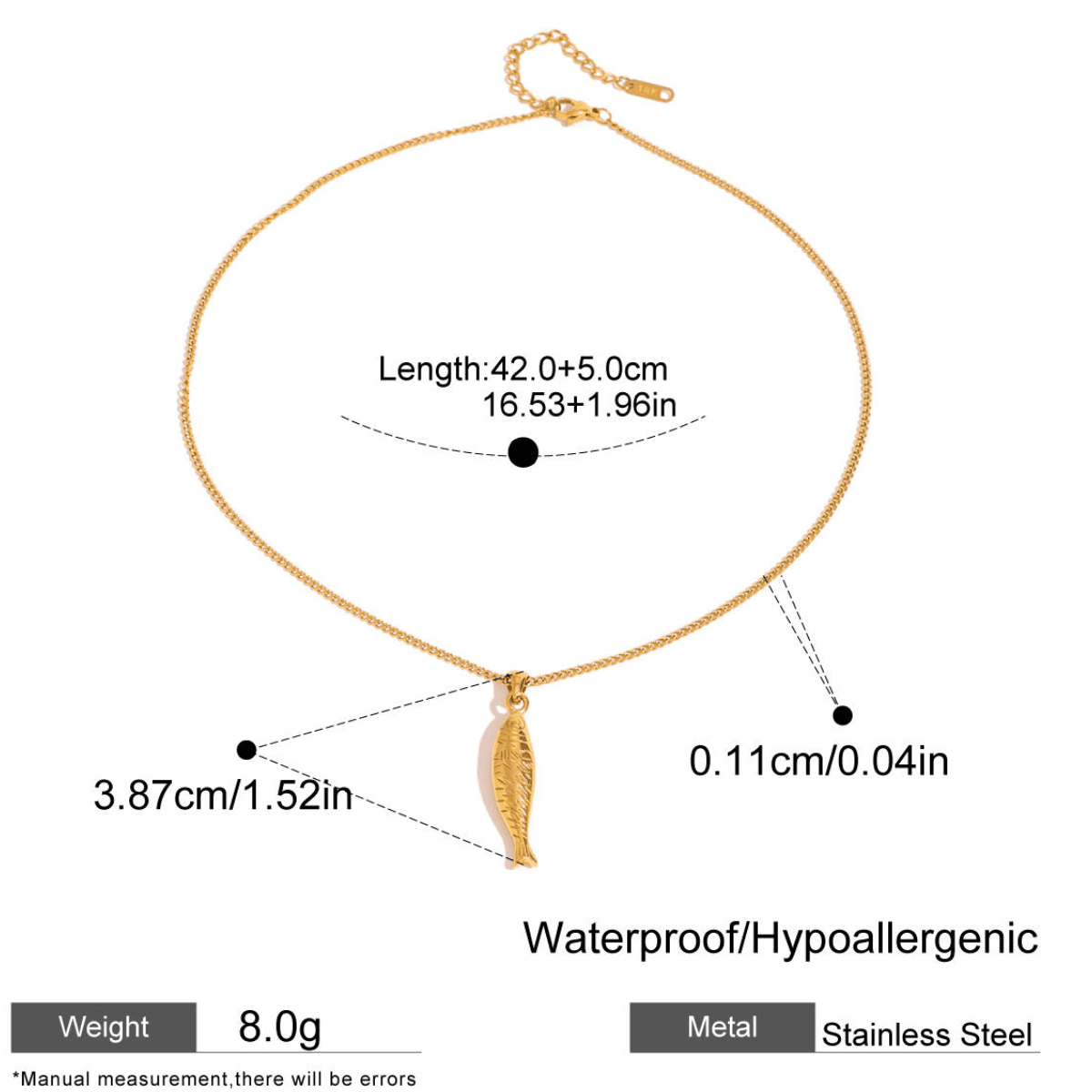 Fish Pendant Necklace -18K PVD Gold Plating | Statement Charm Chain for Women image 5