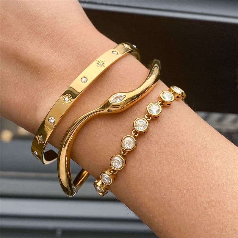 Modern Gold Bangle | 18K Gold Plated Minimal Statement Bracelet image 7