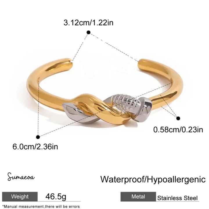 18K Gold Plated Dual Knot Nail Cuff Bracelet for Women | Minimal Open Cuff Bangle image 4