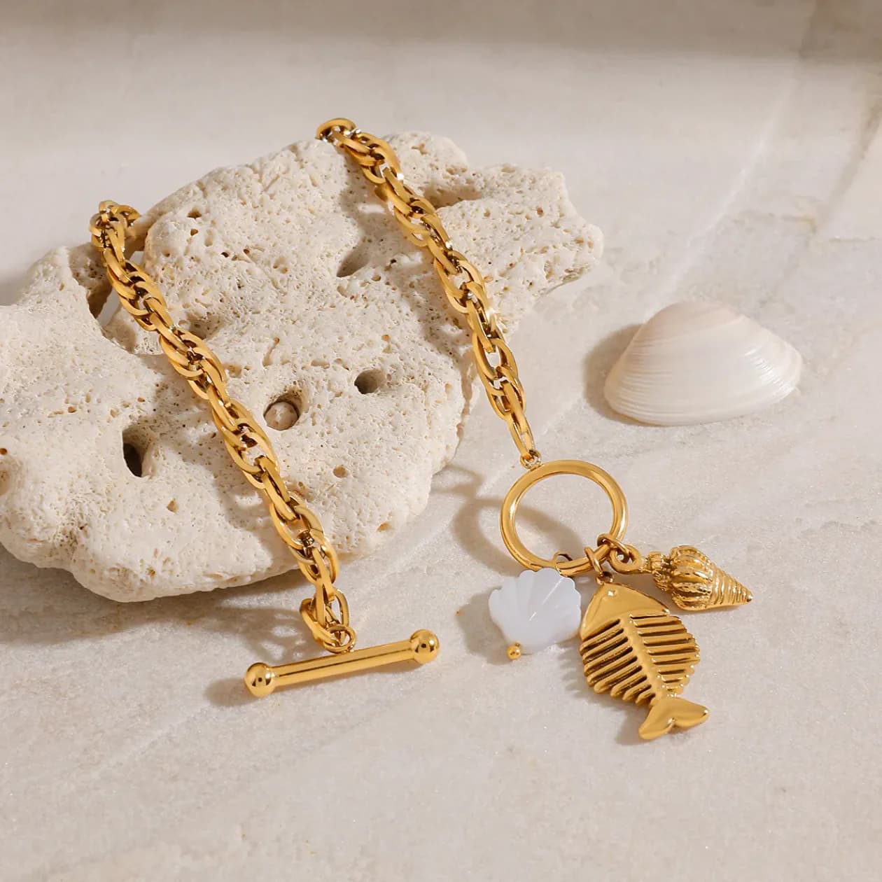 Coastal Charm Chain Bracelet – 18K Gold Plated Beach Charm Bracelet for Women image 2