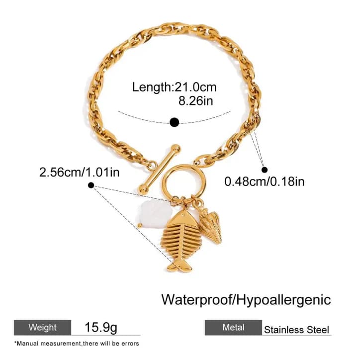 Coastal Charm Chain Bracelet – 18K Gold Plated Beach Charm Bracelet for Women image 4