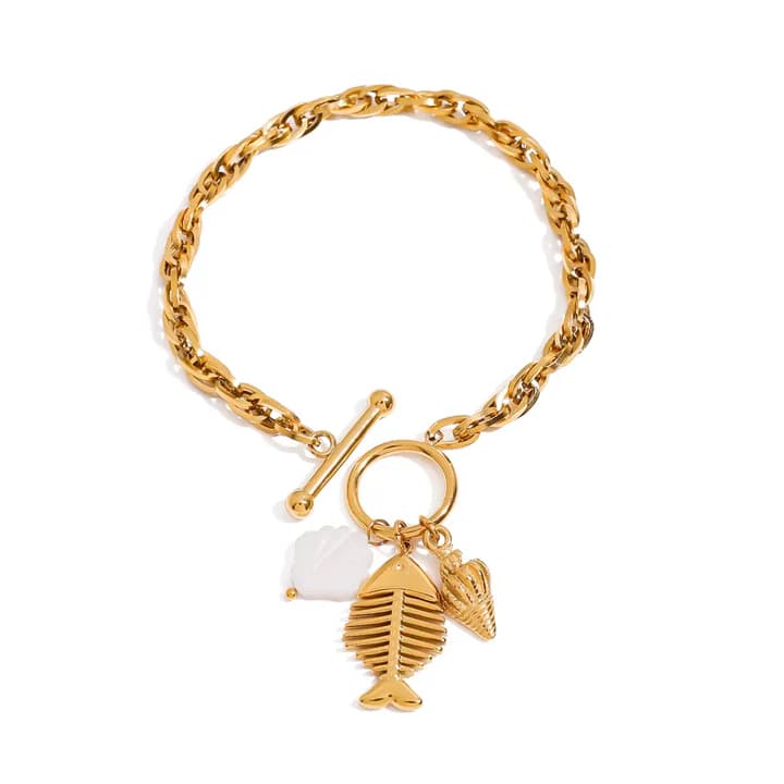 Coastal Charm Chain Bracelet – 18K Gold Plated Beach Charm Bracelet for Women image 1