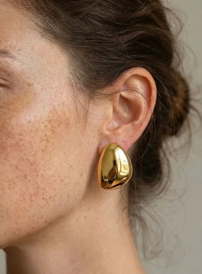 Bold Dome Statement Stud Earrings – 18K Gold Plated Chunky Earrings for Women image 2