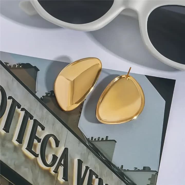Bold Dome Statement Stud Earrings – 18K Gold Plated Chunky Earrings for Women image 4