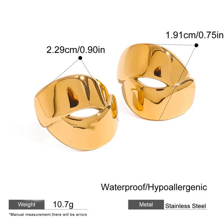 Sculpted Statement Hoop Earrings – 18K Gold Plated Bold Chunky Earrings for Women image 3