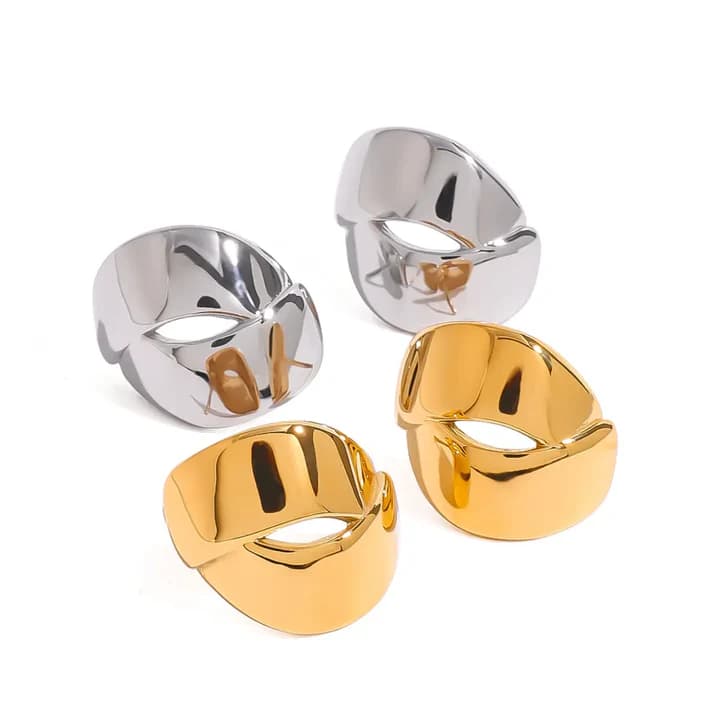Sculpted Statement Hoop Earrings – 18K Gold Plated Bold Chunky Earrings for Women
