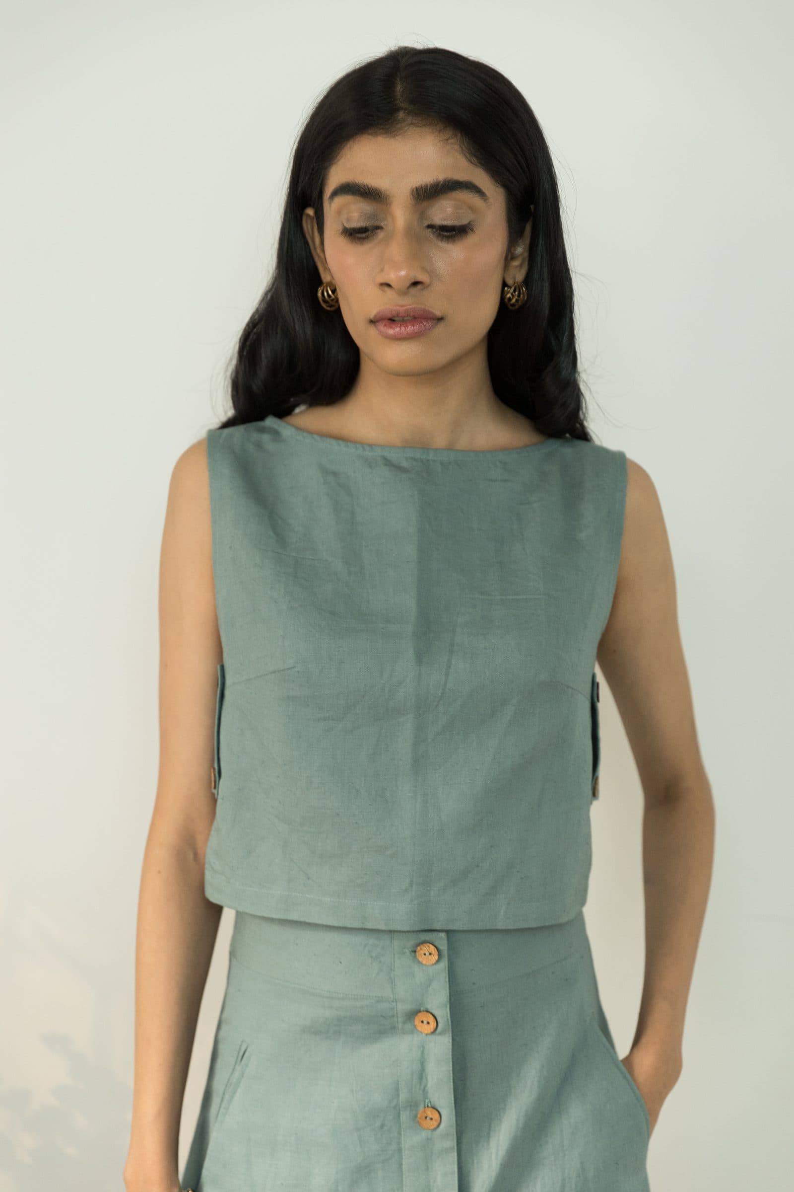 BOAT NECK CROP TOP image 8