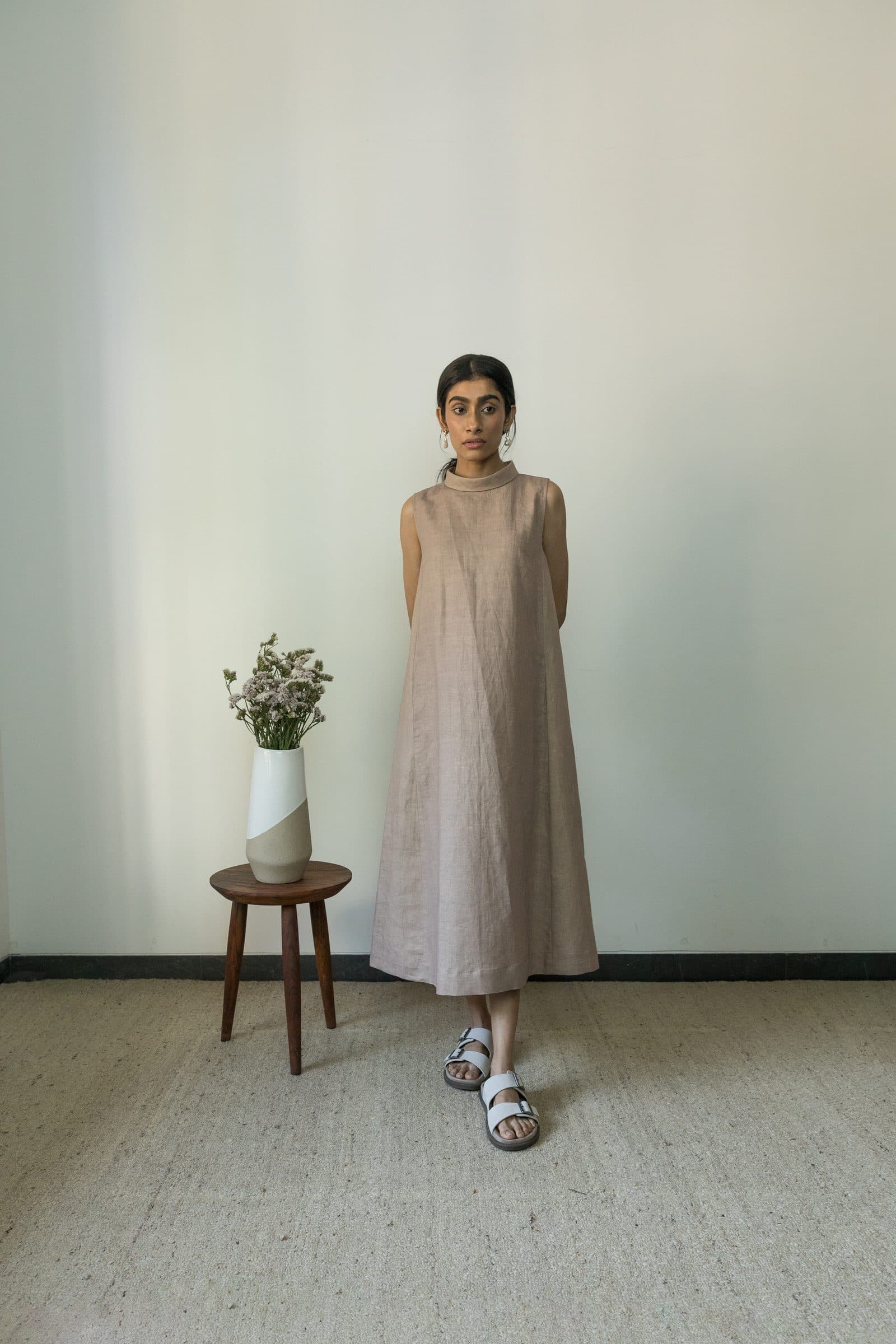 HIGH-NECK A-LINE DRESS image 1