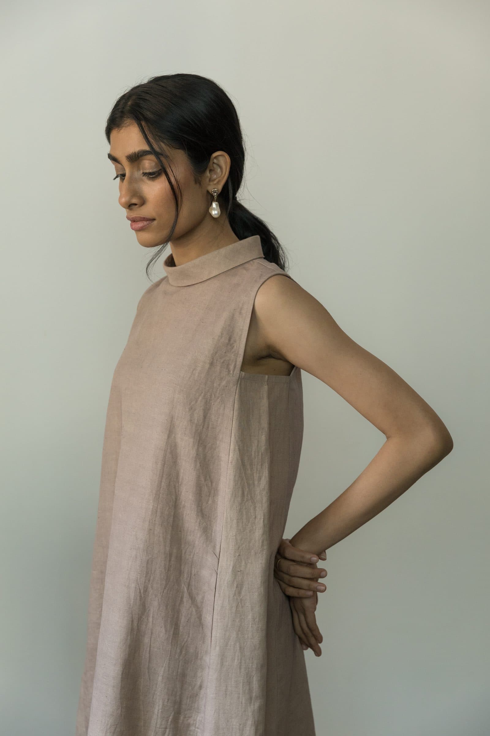 HIGH-NECK A-LINE DRESS image 6