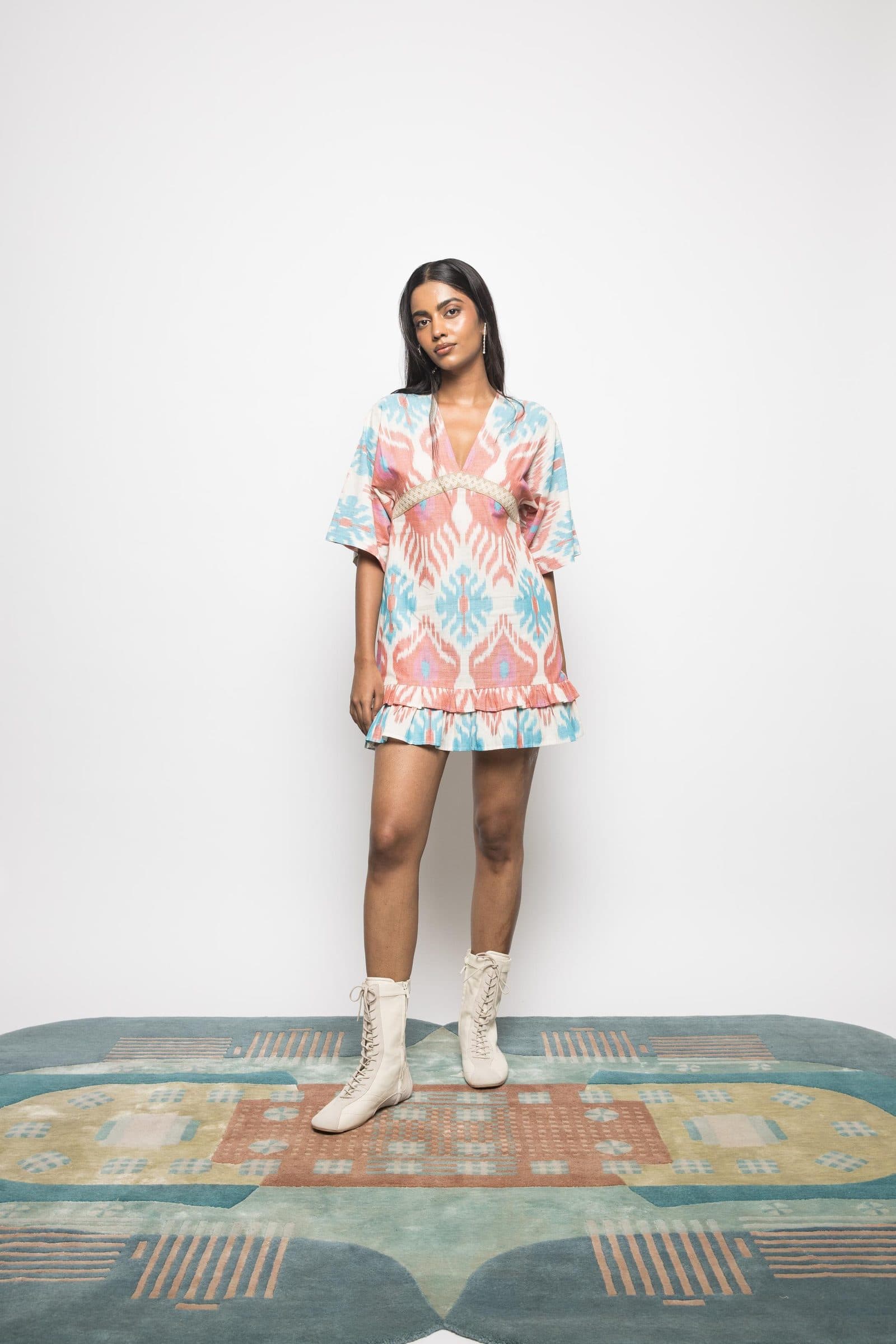 PLUNGE NECK RUFFLE MINI