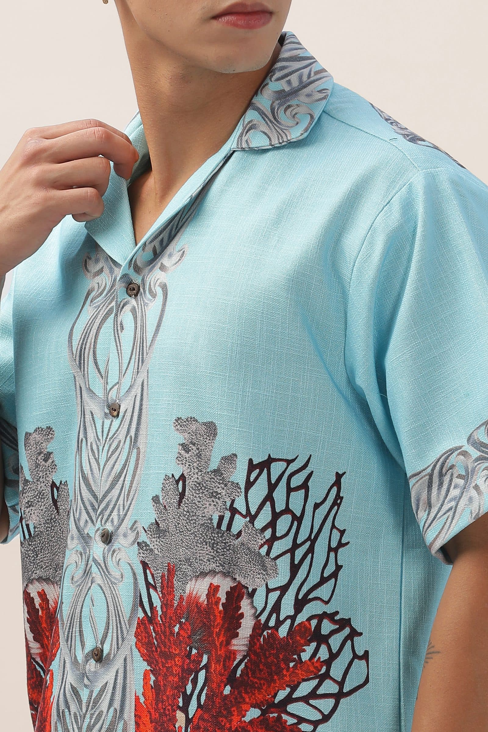 Ocean Bloom Bottom Print Shirt image 5