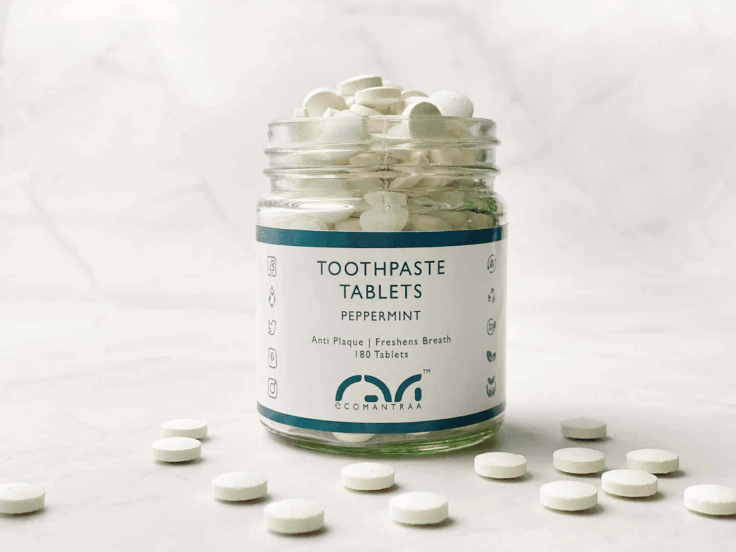 Toothpaste Tablets Large Bottle (180 Tabs) (Mint) image 2