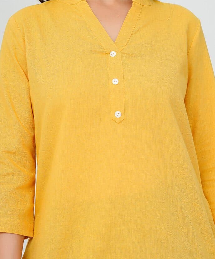 Yellow Airy Linen Short Kurta image 5