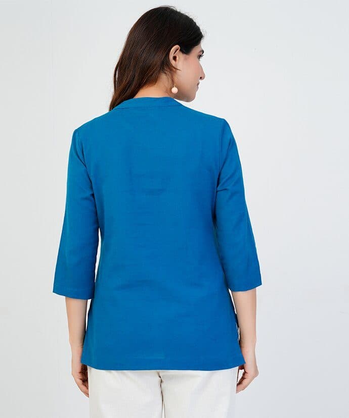 Women’s Solid Teal Blue Kurti image 3