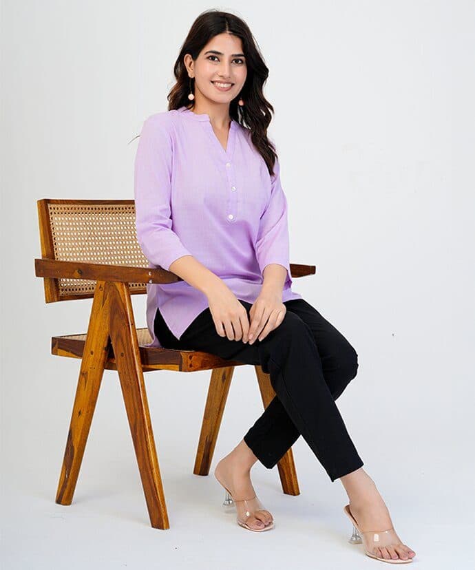 Women’s Solid Lavender Kurti image 2