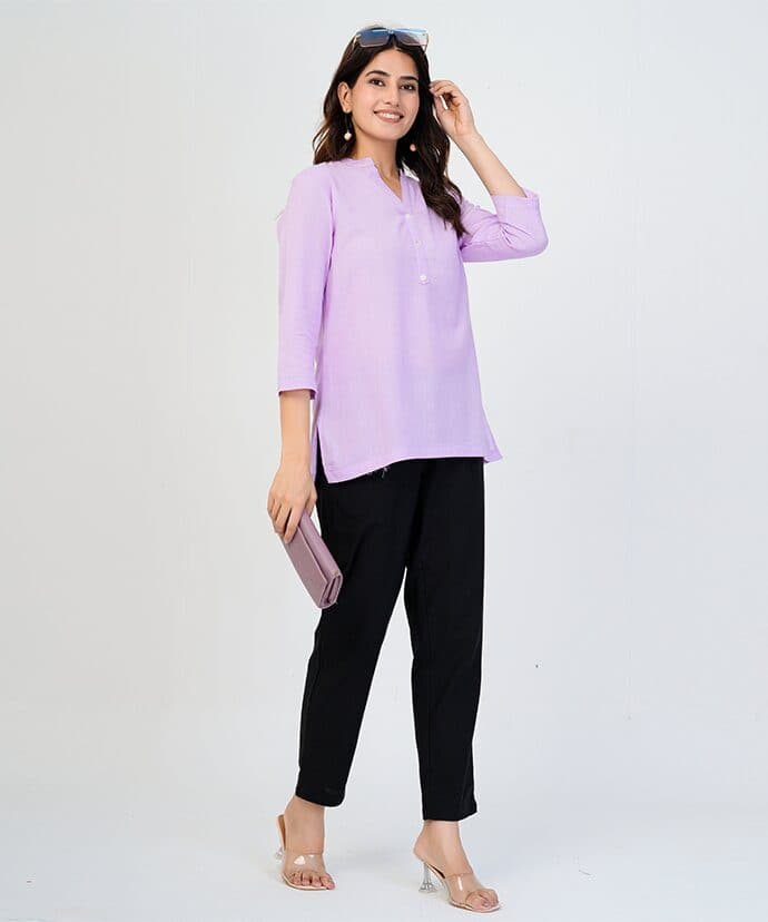 Women’s Solid Lavender Kurti image 3