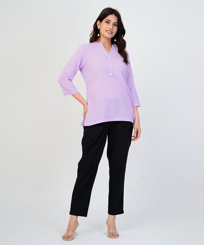 Women’s Solid Lavender Kurti image 4