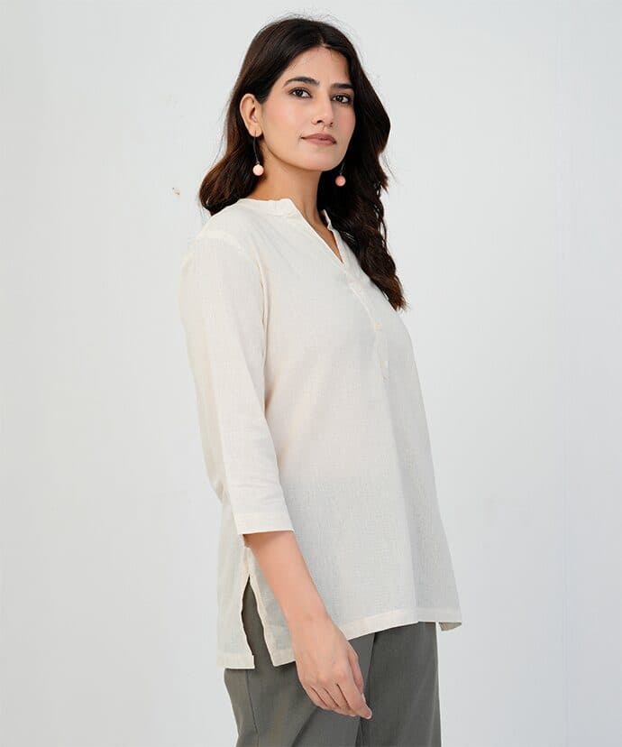 Women’s Solid Beige Kurti image 4