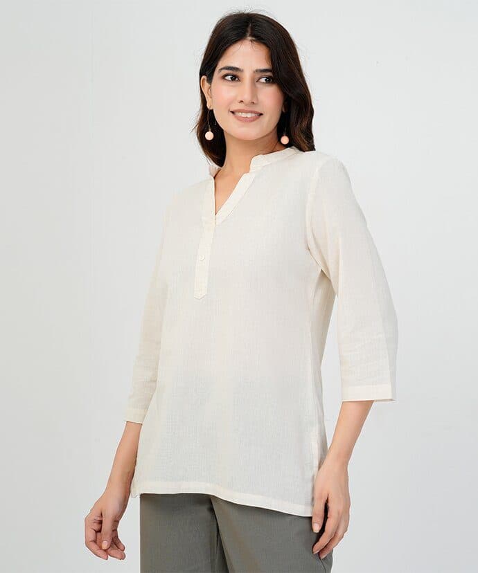 Women’s Solid Beige Kurti image 5